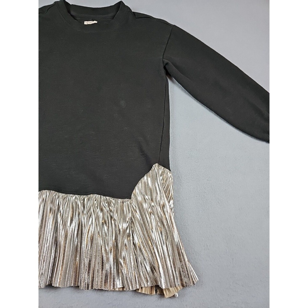 Pilcro Anthropologie Women's XXS Metallic Twofer Tunic Blouse Silver Black - Picture 5 of 12